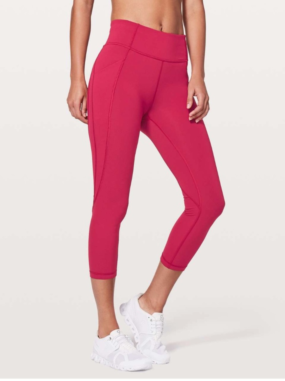 Lululemon Time To Sweat Crop *23" Ruby Red Leggings Size 10 Medium Pockets